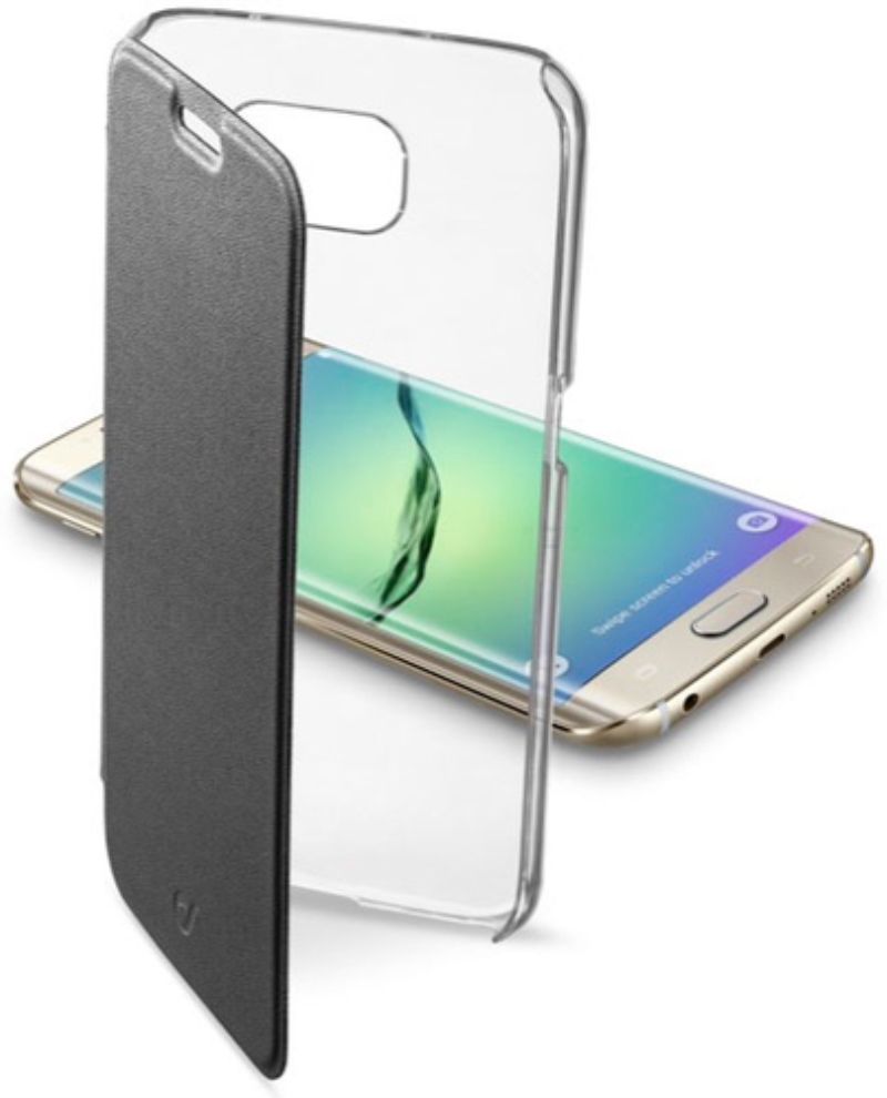 CELLULARLINE Custodia cover a libro per Samsung S6 Edge+ Cellular Line Clear Book nero e trasparente